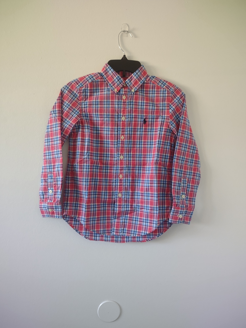 Ralph Lauren Red and Blue Plaid Button-Down Shirt Boys Size 8